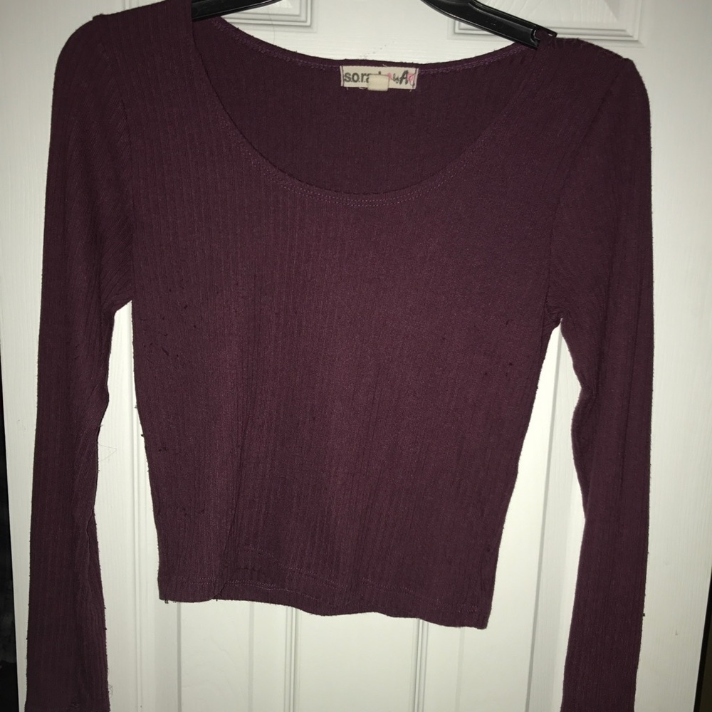 Wine/maroon long sleeve crop top